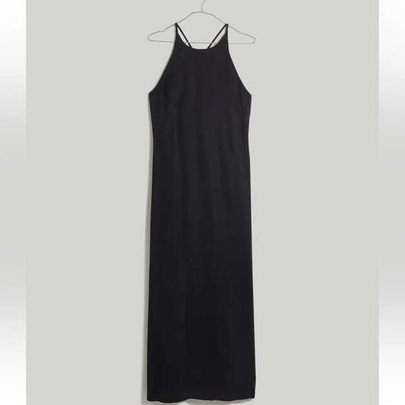 Madewell Crisscross Midi Slip Dress Cupro-Blend in True black size 4 NWT NP085 - Picture 6 of 13